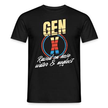 Retro Gen X Raised on Hose Water and Neglect men - Men's T-Shirt - black - Front - AI Model Male 178 light (178cm)