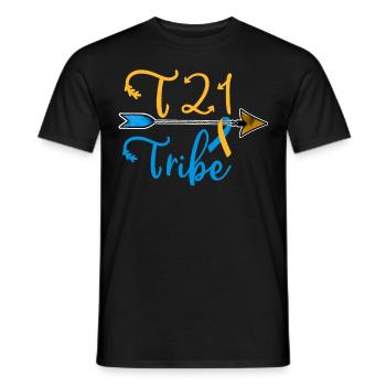 Sensibilisation au syndrome de Down Ruban bleu jaune T21 - T-shirt homme - noir - Devant - AI Model Male 178 light (178cm)