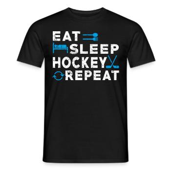 Eat Sleep Hockey Repeat Funny Sport Game Player - Men's T-Shirt - black - Front - AI Model Male 178 light (178cm)