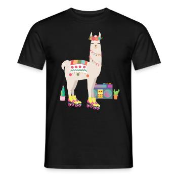 lama patin à roulettes Derby Retro des années 70 80 Cactus - T-shirt homme - noir - Devant - AI Model Male 178 light (178cm)
