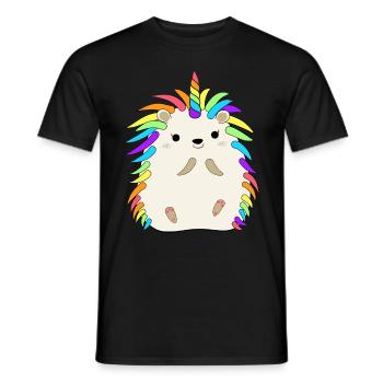 Rainbow Hedgehog Unicorn Funny Pet Animal Lover - Men's T-Shirt - black - Front - AI Model Male 178 light (178cm)