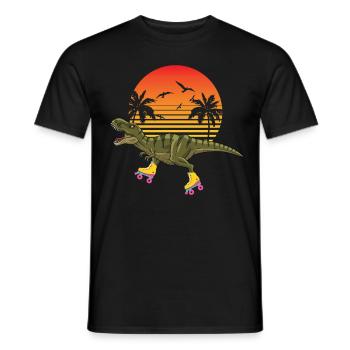 Trex Roller Skate Derby Beach 80s California - Men's T-Shirt - black - Front - AI Model Male 178 light (178cm)