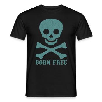 Crâne disant né libre - T-shirt homme - noir - Devant - AI Model Male 178 light (178cm)