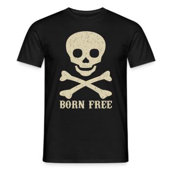 Crâne disant né libre - T-shirt homme - noir - Devant - AI Model Male 178 light (178cm)