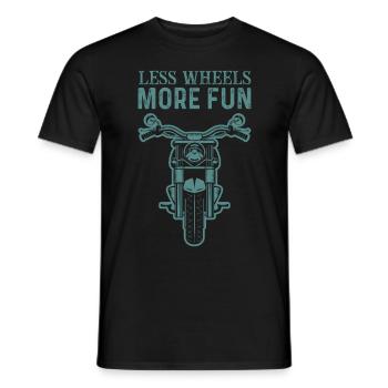 Motorcycle Saying Less Wheels More Fun - Men's T-Shirt - black - Front - AI Model Male 178 light (178cm)