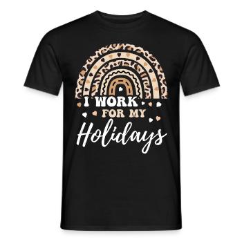I Work For My Holidays Humor Vacation Leopard Gift - Männer T-Shirt - Schwarz - Vorne - AI Model Male 178 light (178cm)