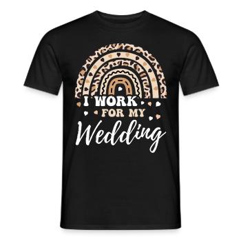 I Work for My Wedding Leopard Rainbow Engaged Gift - Männer T-Shirt - Schwarz - Vorne - AI Model Male 178 light (178cm)