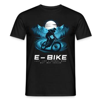 E-Bike Saying Ebiker Cyclist Mountains Nature - Men's T-Shirt - black - Front - AI Model Male 178 light (178cm)