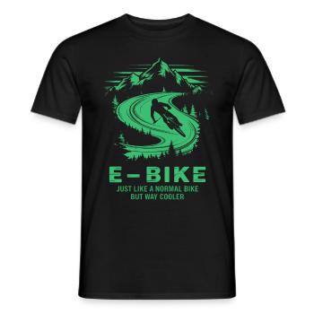 E-Bike Saying Ebiker Cyclist Mountains Nature - Men's T-Shirt - black - Front - AI Model Male 178 light (178cm)