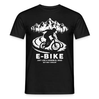 E-Bike Saying Ebiker Cyclist Mountains Nature - Men's T-Shirt - black - Front - AI Model Male 178 light (178cm)