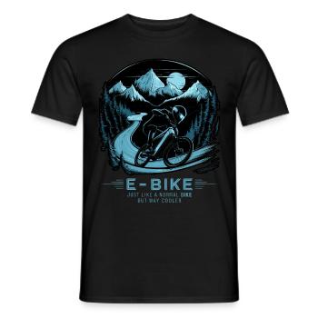 E-Bike Saying Ebiker Cyclist Mountains Nature - Men's T-Shirt - black - Front - AI Model Male 178 light (178cm)