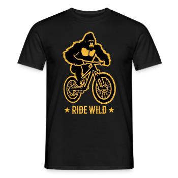 Gorilla Biker Mountain Biker E-Biker Funny Animals - Men's T-Shirt - black - Front - AI Model Male 178 light (178cm)