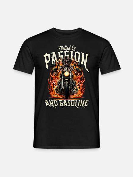 FUELLED BY PASSION AND GASOLINE - Mænd T-shirt - sort