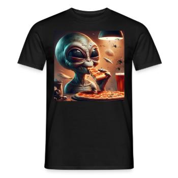 Pizza extraterrestre amusante - T-shirt homme - noir - Devant - AI Model Male 178 light (178cm)