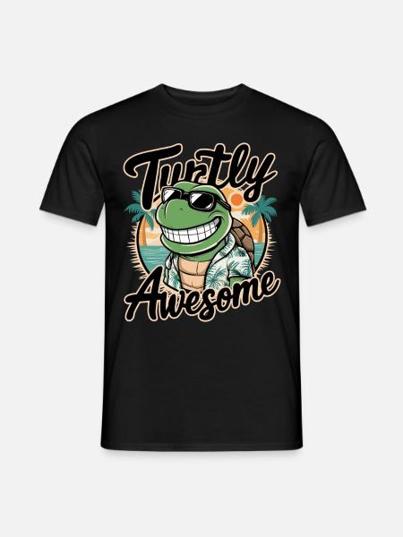 Lustige Schildgröte Spruch Turtly Awesome - Männer T-Shirt - Schwarz