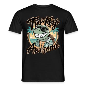Funny Shield Greatest Saying Turtly Awesome - Men's T-Shirt - black - Front - AI Model Male 178 light (178cm)