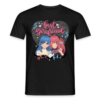 Beste Freundinnen rosa Herz - Männer T-Shirt - Schwarz - Vorne - AI Model Male 178 light (178cm)