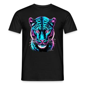 Neon Panther Facial - Cyber Futuristic Collection - Men's T-Shirt - black - Front - AI Model Male 178 light (178cm)