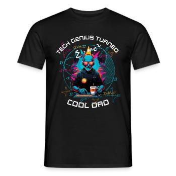 Cool Dad Futuristic Cyber - Humor - Men's T-Shirt - black - Front - AI Model Male 178 light (178cm)