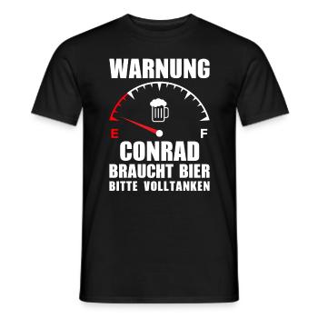 Conrad braucht Bier Bitte volltanken - Männer T-Shirt - Schwarz - Vorne - AI Model Male 178 light (178cm)