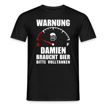 Damien braucht Bier Bitte volltanken - Männer T-Shirt - Schwarz - Vorne - AI Model Male 178 light (178cm)