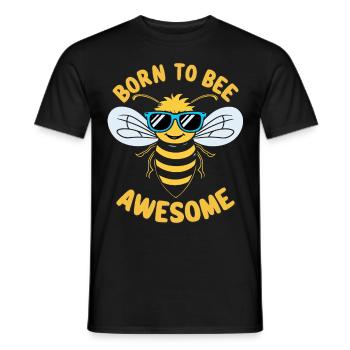 Drôle d’abeille disant Né pour être génial - T-shirt homme - noir - Devant - AI Model Male 178 light (178cm)