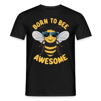 Drôle d’abeille disant Né pour être génial - T-shirt homme - noir - Devant - AI Model Male 178 light (178cm)