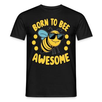 Drôle d’abeille disant Né pour être génial - T-shirt homme - noir - Devant - AI Model Male 178 light (178cm)