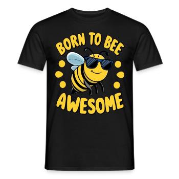 Drôle d’abeille disant Né pour être génial - T-shirt homme - noir - Devant - AI Model Male 178 light (178cm)