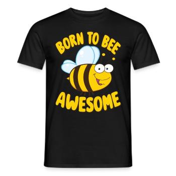Drôle d’abeille disant Né pour être génial - T-shirt homme - noir - Devant - AI Model Male 178 light (178cm)
