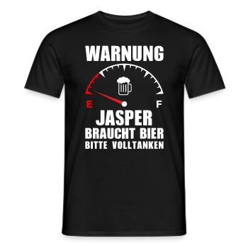 Jasper braucht Bier Bitte volltanken - Männer T-Shirt - Schwarz - Vorne - AI Model Male 178 light (178cm)