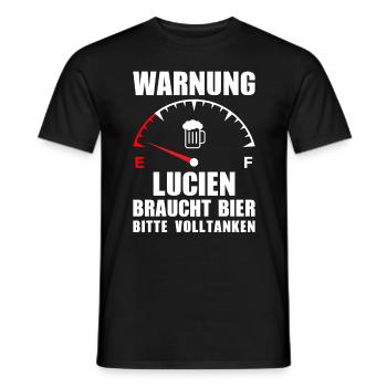 Lucien braucht Bier Bitte volltanken - Männer T-Shirt - Schwarz - Vorne - AI Model Male 178 light (178cm)