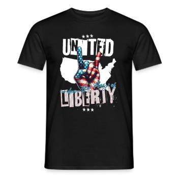 USA - VEREINT UNTER DER FLAGGE DER FREIHEIT - Männer T-Shirt - Schwarz - Vorne - AI Model Male 178 light (178cm)