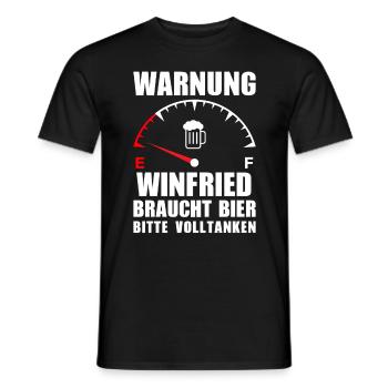 Winfried braucht Bier Bitte volltanken - Männer T-Shirt - Schwarz - Vorne - AI Model Male 178 light (178cm)