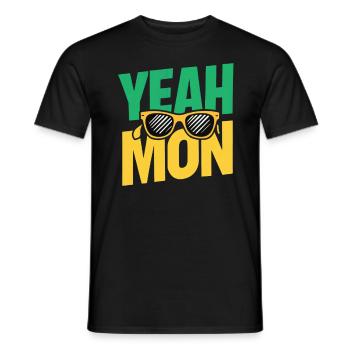 yes Mon Jamaican Jamaica Vacation Reggae Retro - Men's T-Shirt - black - Front - AI Model Male 178 light (178cm)
