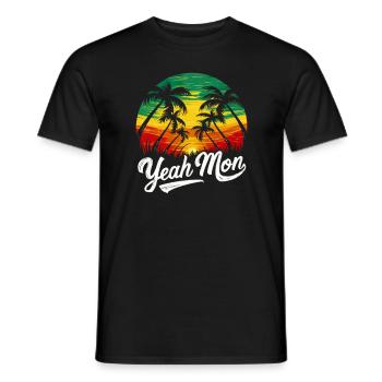 Yeah Mon Jamaican Vintage Jamaica Reggae Vacation - Men's T-Shirt - black - Front - AI Model Male 178 light (178cm)