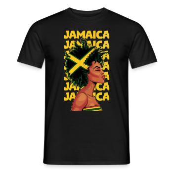 Jamaican Black Woman Jamaica Afro Hair Flag Girl - Men's T-Shirt - black - Front - AI Model Male 178 light (178cm)