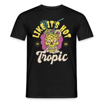Retro Tropic Like It's Hot Pineapple Skull Summer - Men's T-Shirt - black - Front - AI Model Male 178 light (178cm)