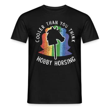Cooler Than You Think Hobby Horse Riding Funny - Men's T-Shirt - black - Front - AI Model Male 178 light (178cm)