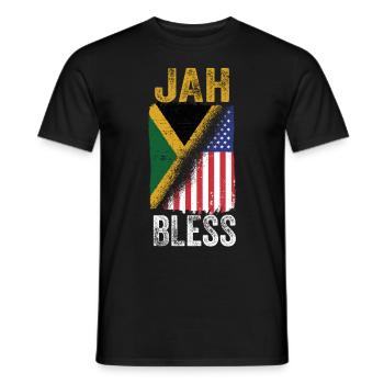 Jah Bless American Flag Reggae Jamaika Wurzeln - Männer T-Shirt - Schwarz - Vorne - AI Model Male 178 light (178cm)