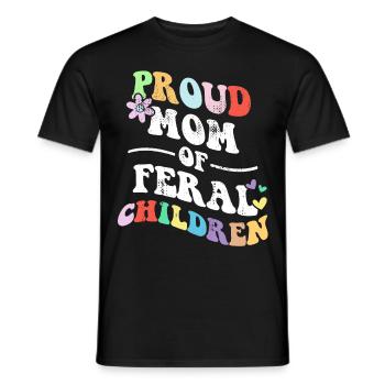 Retro Groovy Proud Mother Of Feral Children Funny - Men's T-Shirt - black - Front - AI Model Male 178 light (178cm)