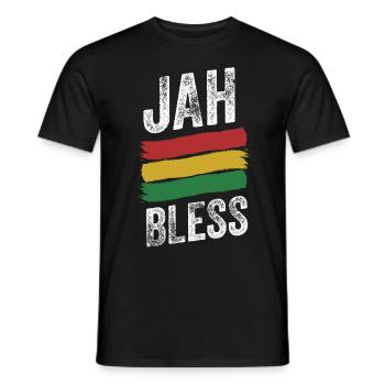 Jah Bless Rasta Flag Reggae Roots Jamaika - Männer T-Shirt - Schwarz - Vorne - AI Model Male 178 light (178cm)