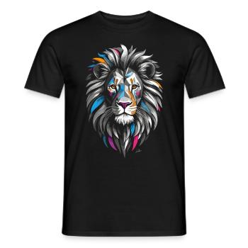 Geometrische Löwenfarben - Männer T-Shirt - Schwarz - Vorne - AI Model Male 178 light (178cm)