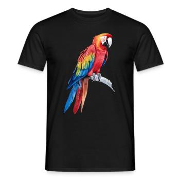 Watercolour Colorful Scarlet Macaw Parrot Bird - Men's T-Shirt - black - Front - AI Model Male 178 light (178cm)