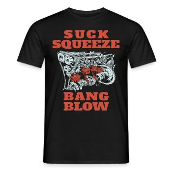 Suck Squeeze Bang Blow Citation de mécanicien drôle - T-shirt homme - noir - Devant - AI Model Male 178 light (178cm)