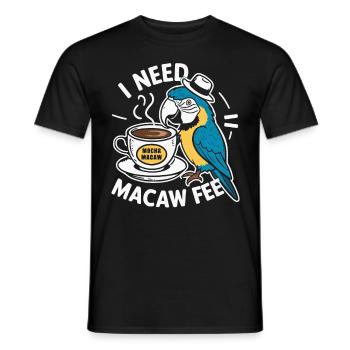 Funny Scarlet Macaw Parrot And Coffee Macawfee - Men's T-Shirt - black - Front - AI Model Male 178 light (178cm)