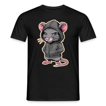 Cool Rat in a Stylish Hoodie - Funny Animals - Men's T-Shirt - black - Front - AI Model Male 178 light (178cm)