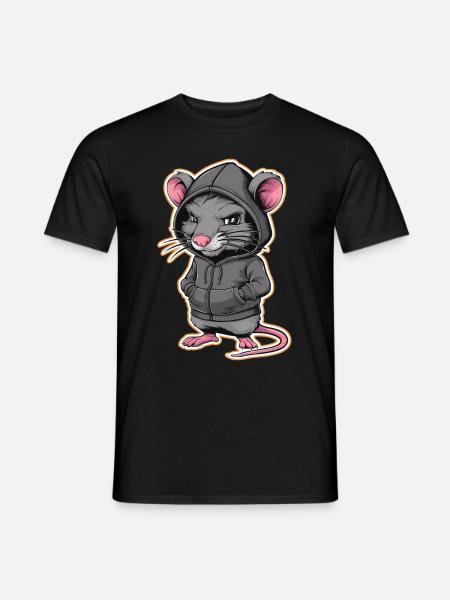 Rat cool dans un sweat à capuche élégant - Funny Animals - T-shirt homme - noir