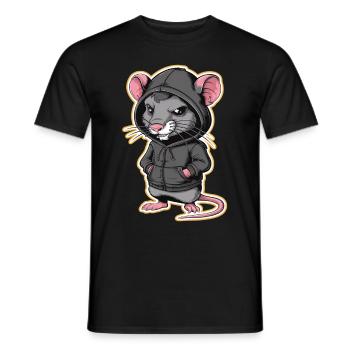 Cool Rat in a Stylish Hoodie - Funny Animals - Men's T-Shirt - black - Front - AI Model Male 178 light (178cm)