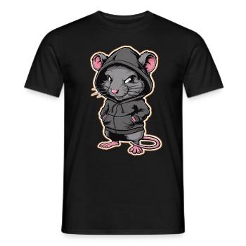 Cool Rat in a Stylish Hoodie - Funny Animals - Men's T-Shirt - black - Front - AI Model Male 178 light (178cm)